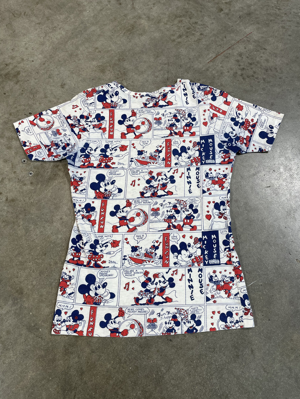 Vintage 70s Disney Mickey Mouse All Over Print AOP Tee 16x26